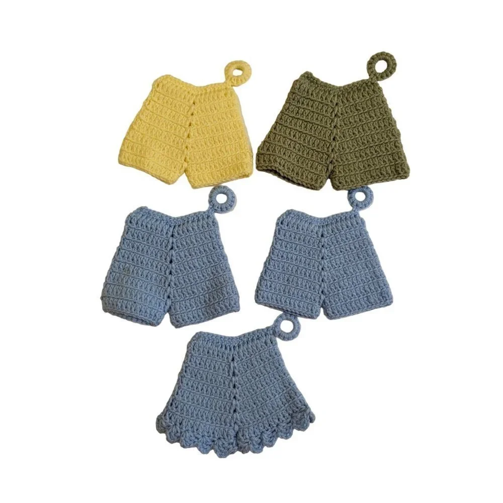Vintage Handmade Crochet Shorts Pot Holders Set of‎ 5 Blue Green Yellow Kitchen